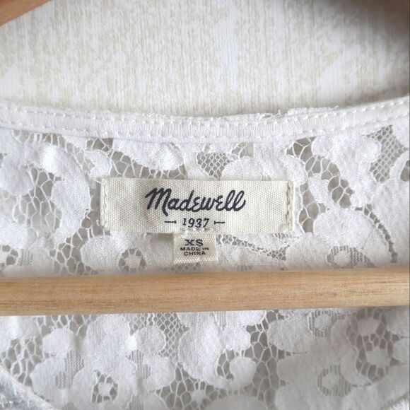 MADEWELL White Lace Front Scallop Trim Tee - Picture 4 of 8